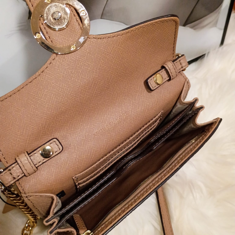 Michael Kors Taupe Crossbody Bag with Gold Accents - Picture 4 of 11